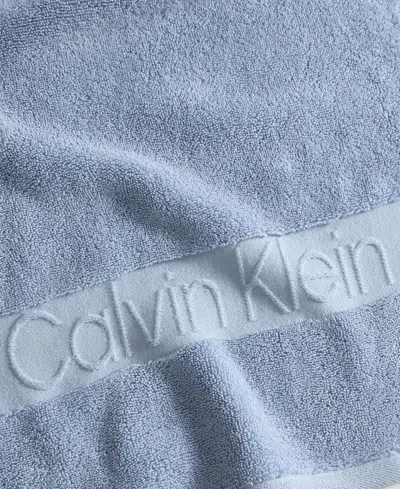 Calvin Klein Iconic Cotton Jacquard Hand Towel, 30" X 16" In Blue
