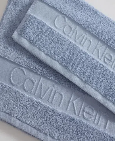 Calvin Klein Iconic Cotton Jacquard Hand Towel, 30" X 16" In Blue