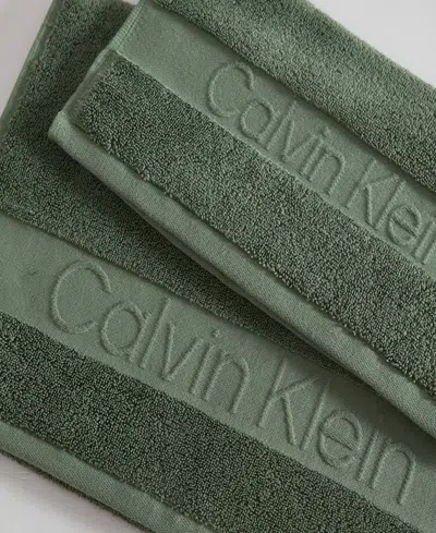 Calvin Klein Iconic Cotton Jacquard Hand Towel, 30" X 16" In Green