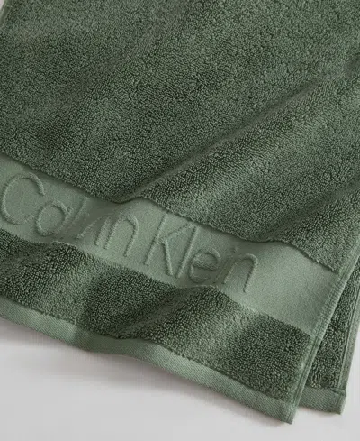 Calvin Klein Iconic Cotton Jacquard Hand Towel, 30" X 16" In Green