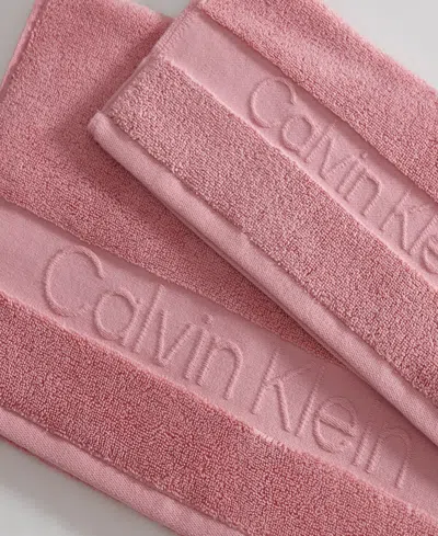 Calvin Klein Iconic Cotton Jacquard Hand Towel, 30" X 16" In Pink