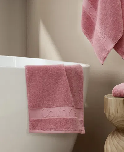 Calvin Klein Iconic Cotton Jacquard Hand Towel, 30" X 16" In Pink