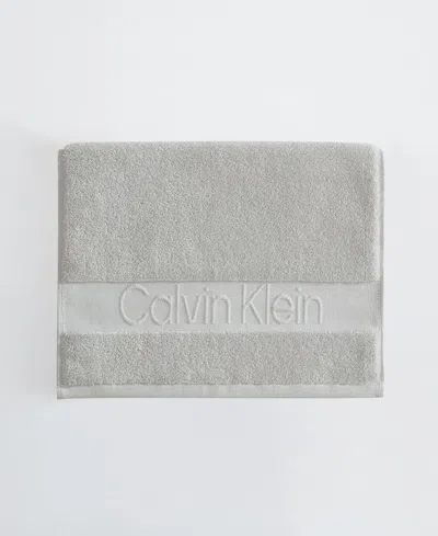 Calvin Klein Iconic Cotton Jacquard Hand Towel, 30" X 16" In Gray