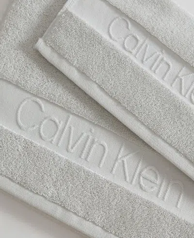 Calvin Klein Iconic Cotton Jacquard Hand Towel, 30" X 16" In Gray