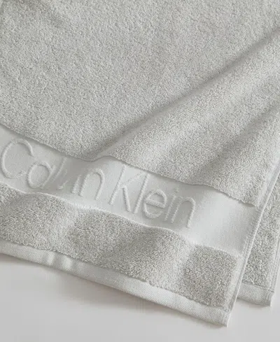 Calvin Klein Iconic Cotton Jacquard Hand Towel, 30" X 16" In Gray