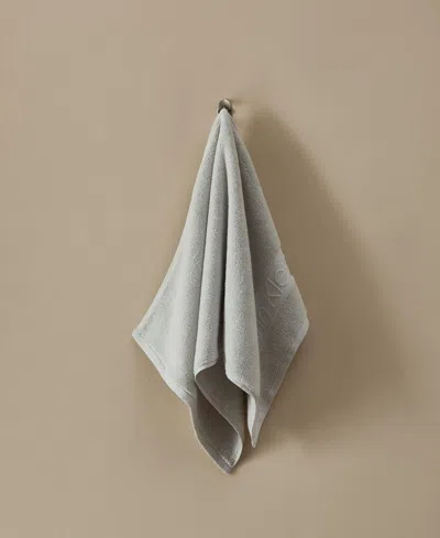 Calvin Klein Iconic Cotton Jacquard Hand Towel, 30" X 16" In Gray