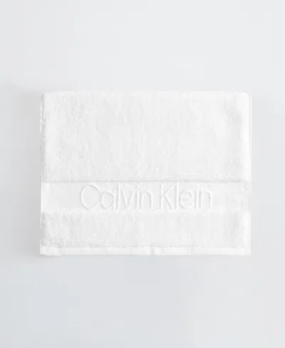 Calvin Klein Iconic Cotton Jacquard Hand Towel, 30" X 16" In White
