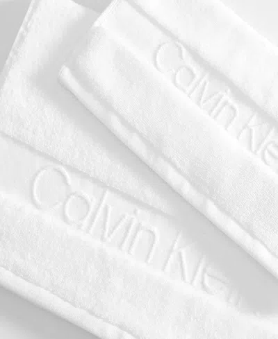 Calvin Klein Iconic Cotton Jacquard Hand Towel, 30" X 16" In White