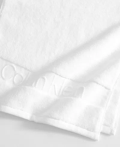 Calvin Klein Iconic Cotton Jacquard Hand Towel, 30" X 16" In White