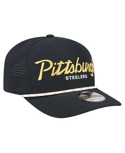 New Era Men's Black Pittsburgh Steelers Script 9seventy Adjustable Hat In Black