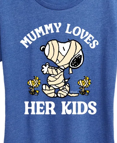 Hybrid Apparel Snoopy And Woodstock Halloween Mummy Loves Her Kids Women's Short Sleeve Graphic T-shirts In Animal Print