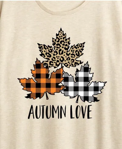 Hybrid Apparel Plus Size Fall Leaves Crew Neck Graphic T-shirts In Multi