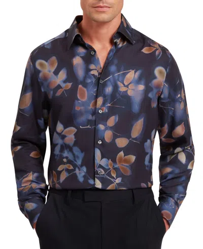 Ted Baker Kalmill Regular Fit Leaf Shadow Print Long Sleeve Shirt In Blue