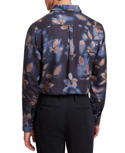 Ted Baker Kalmill Regular Fit Leaf Shadow Print Long Sleeve Shirt In Blue
