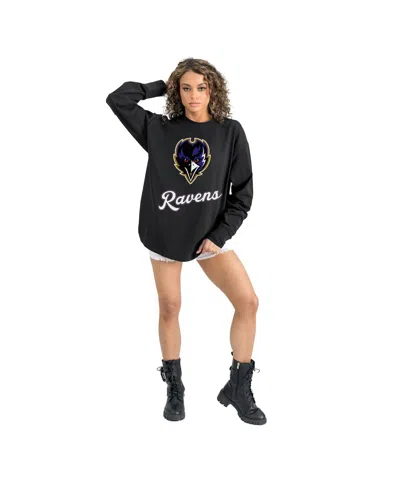 Gameday Couture Women's Black Baltimore Ravens Oversized Long Sleeve T-shirt In Black