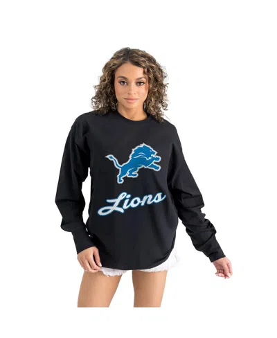 Gameday Couture Women's Black Detroit Lions Oversized Long Sleeve T-shirt In Black