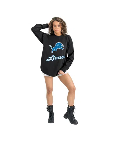 Gameday Couture Women's Black Detroit Lions Oversized Long Sleeve T-shirt In Black