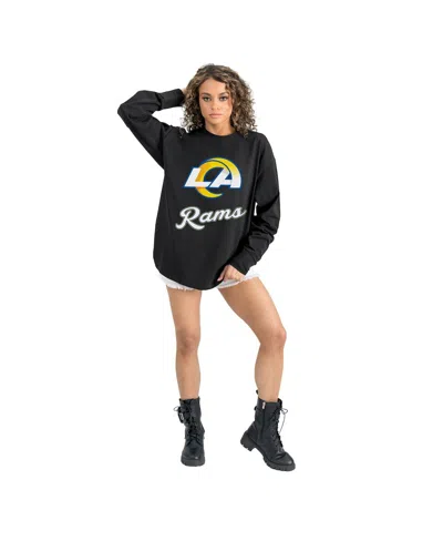 Gameday Couture Women's Black Los Angeles Rams Oversized Long Sleeve T-shirt In Black