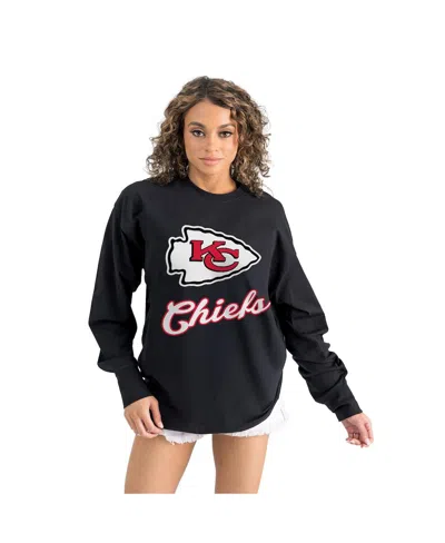 Gameday Couture Women's Black Kansas City Chiefs Oversized Long Sleeve T-shirt In Blue