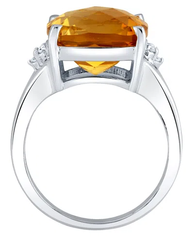Macy's Citrine (7.00 Ct. T.w.) And Diamond Accent Ring (0.10 Ct. T.w.) In Sterling Silver In Orange