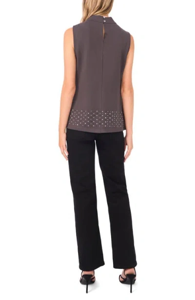 Vince Camuto Bead Detail Mock Neck Top In Gray