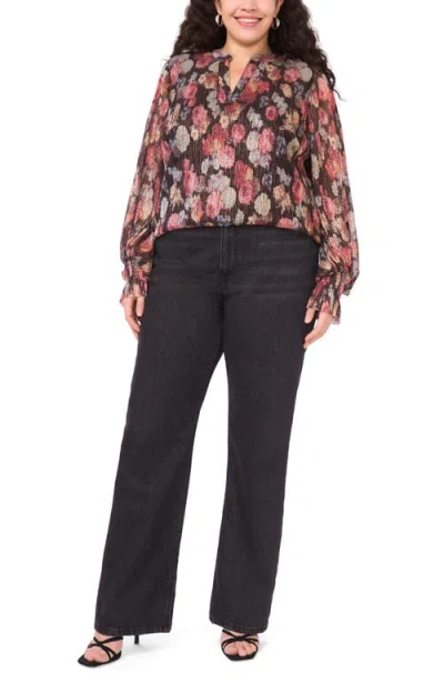 Vince Camuto Plus Size Long-sleeve V-neck Top In Multi