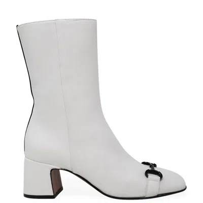 Madison.maison Women's White Leather Back Stripe Boot In White