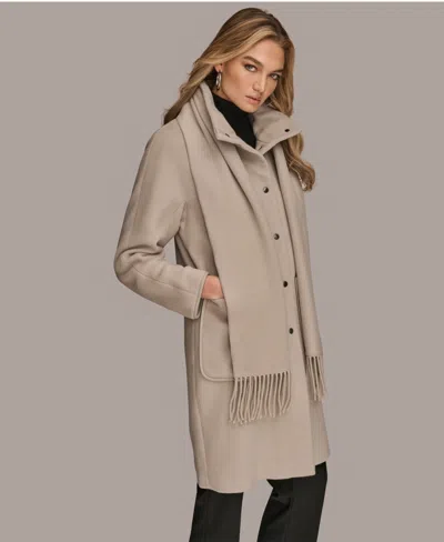 Donna Karan Women's Snap Button Scarf Coat In Gray