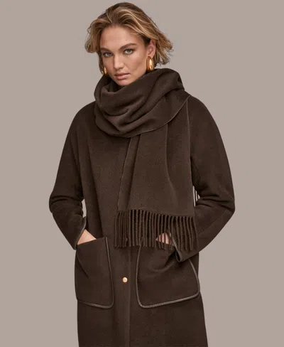 Donna Karan Women's Snap Button Scarf Coat In Brown