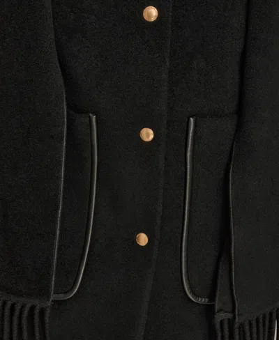 Donna Karan Women's Snap Button Scarf Coat In Black