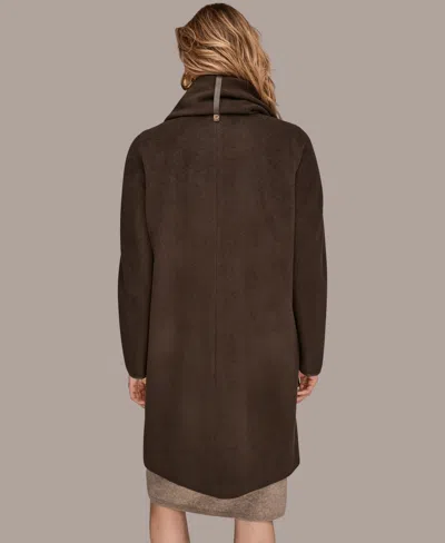 Donna Karan Women's Snap Button Scarf Coat In Brown