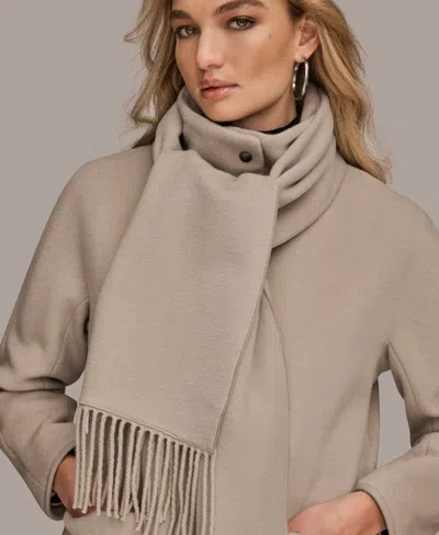 Donna Karan Women's Snap Button Scarf Coat In Gray