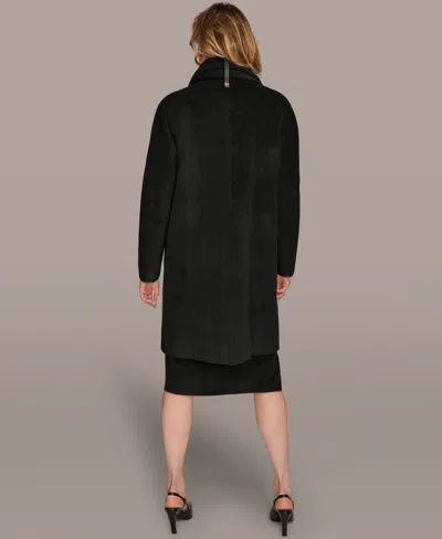 Donna Karan Women's Snap Button Scarf Coat In Black