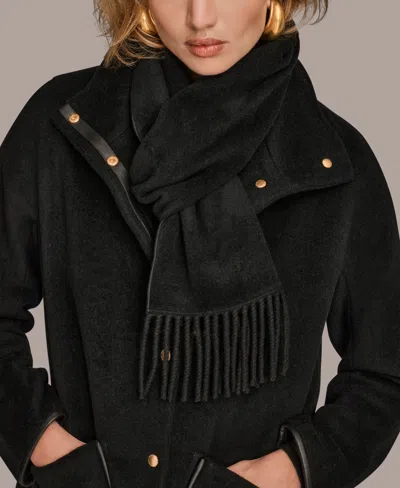 Donna Karan Women's Snap Button Scarf Coat In Black