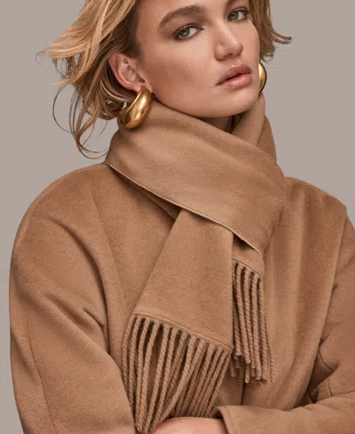 Donna Karan Women's Snap Button Scarf Coat In Brown