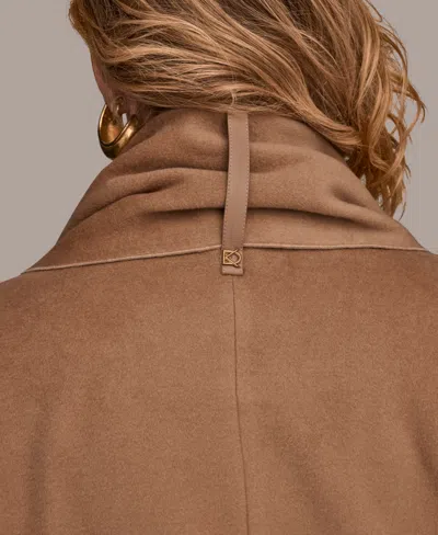 Donna Karan Women's Snap Button Scarf Coat In Brown