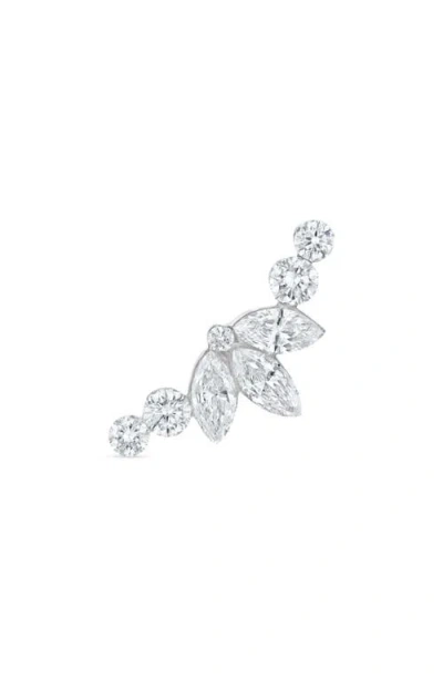 Maria Tash 18ct Invisible Set Diamond Lotus Open Garland Single Climber Earring Right In Silver