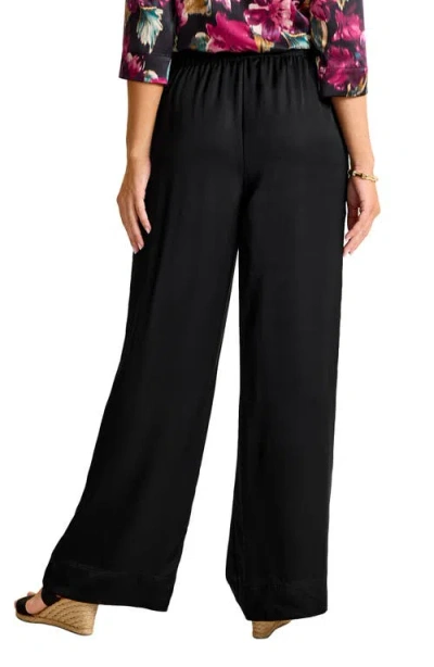 Tommy Bahama Satin Drawstring Wide Leg Pants In Black