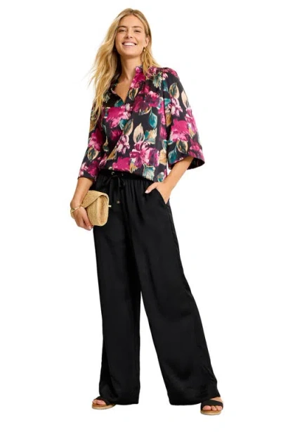 Tommy Bahama Satin Drawstring Wide Leg Pants In Black