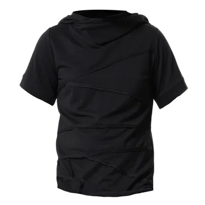 Metamorphoza Short Sleeve Hooded Top In Black In Black