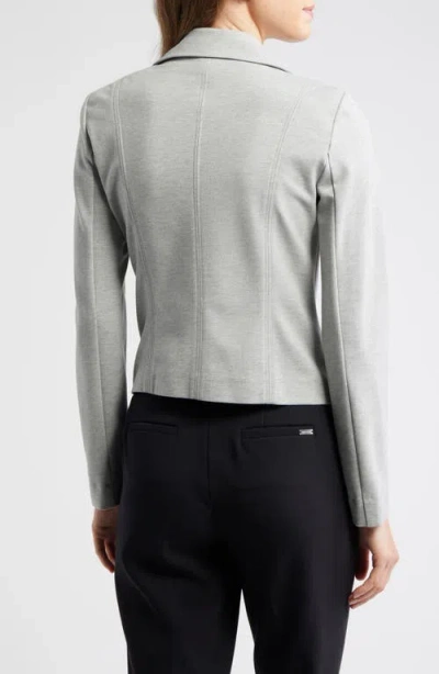 Anne Klein Moto Zip Ponte Jacket In Gray