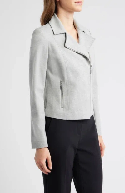 Anne Klein Moto Zip Ponte Jacket In Gray