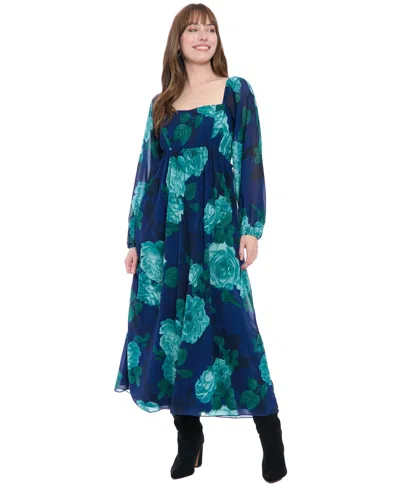 London Times Maxi Dress In Blue