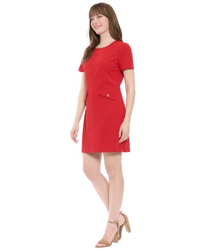 London Times Women's Short-sleeve Mini Dress In Red
