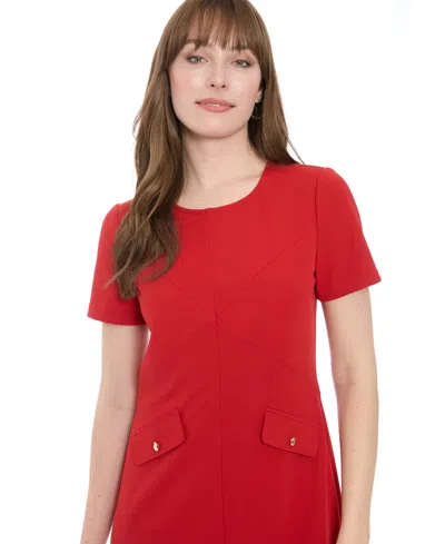 London Times Women's Short-sleeve Mini Dress In Red