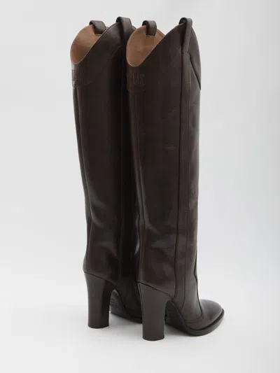 Paris Texas Western Style Knee-high Leather Boots In Brown