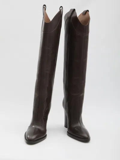 Paris Texas Western Style Knee-high Leather Boots In Brown