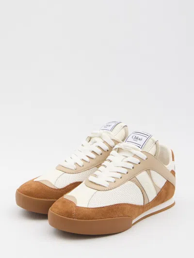 Chloé Kick Brown And White Sneakers In Mesh And Leather In Multi