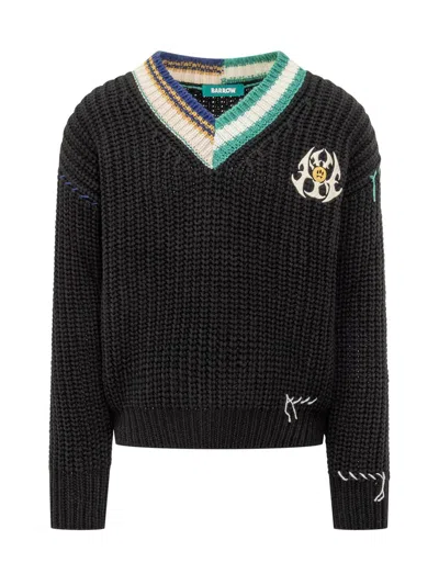 Barrow Black V-neck Sweater  In Black