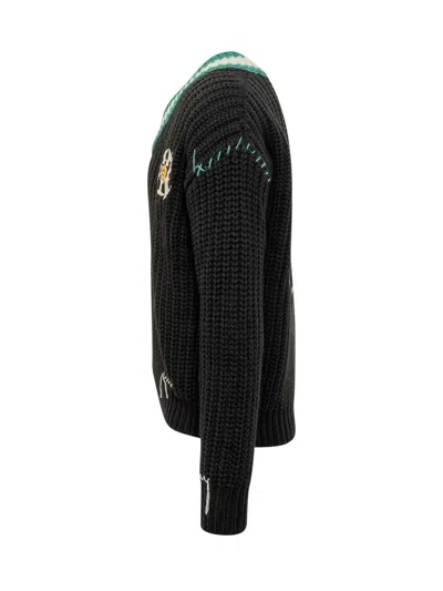 Barrow Black V-neck Sweater  In Black